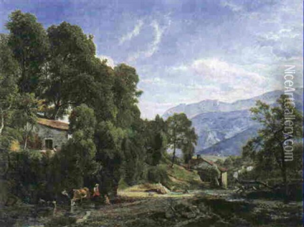 Landschap Oil Painting - Theodore Fourmois