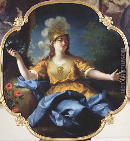 Portrait of a Woman as Minerva, 1730 Oil Painting - Jean Raoux
