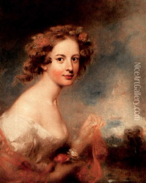 Portrait Of A Lady Oil Painting - William Bradley