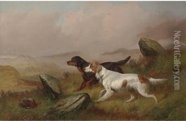 Setters On A Grouse Moor Oil Painting - Colin Graeme