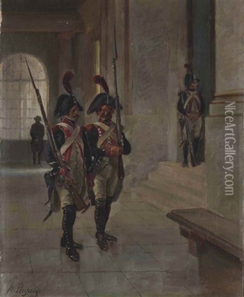 Deux Gardes Napoleoniens Oil Painting - Henri Louis Dupray