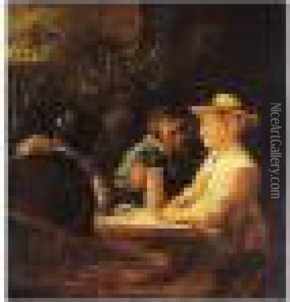 A Tavern Scene Oil Painting - Joos van Craesbeeck