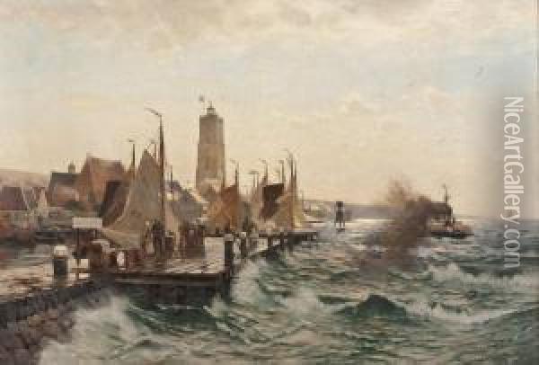 An Der Ausfahrt Bei Ostende Oil Painting - Heinrich Petersen-Angeln