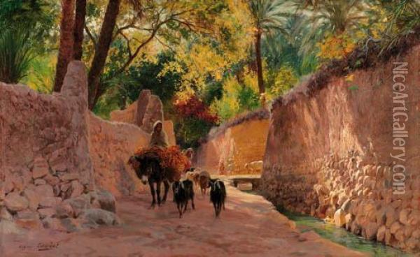 On The Way To Market Oil Painting - Eugene-Alexis Girardet