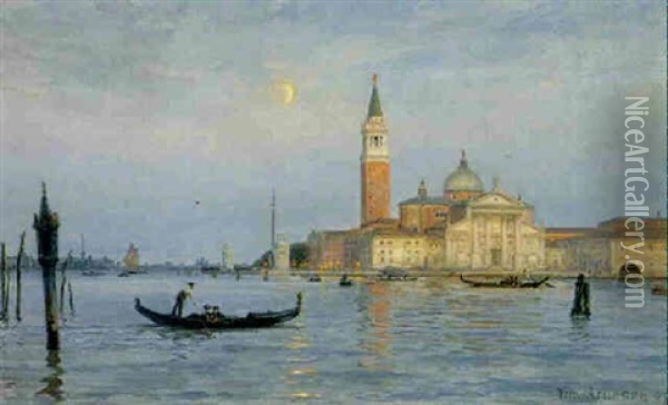 Venice By Moonlight Oil Painting - Vilhelm Karl Ferdinand Arnesen