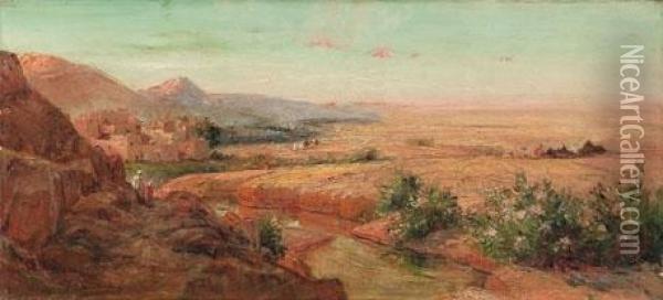 Paesaggio - 1884 Oil Painting - Ettore De Maria-Bergler