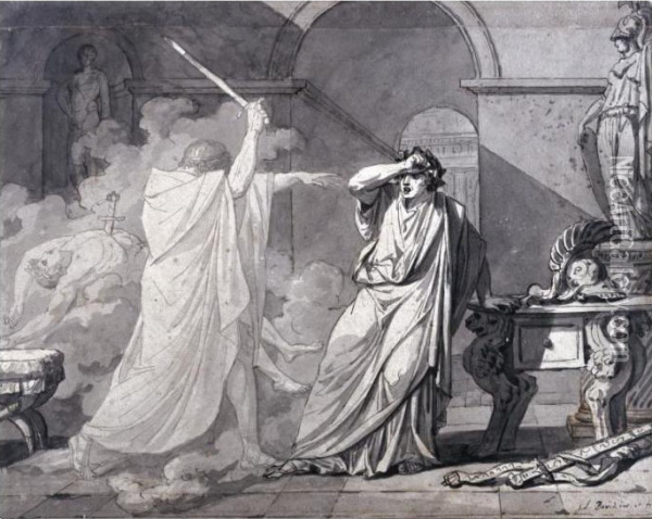 The Ghost Of Septimus Severus 
Appearing To Caracalla, After The Murder Of His Brother Geta Oil Painting - Jacques Louis David