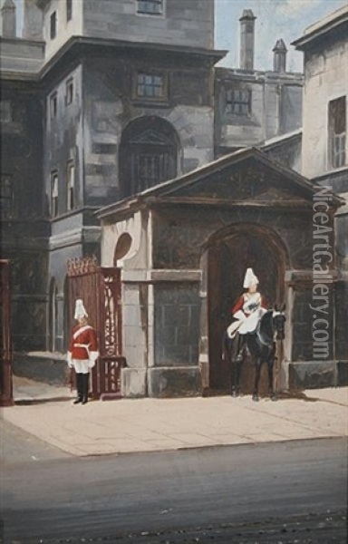 Horseguards (pair) Oil Painting - Edouard Jean Baptiste Detaille