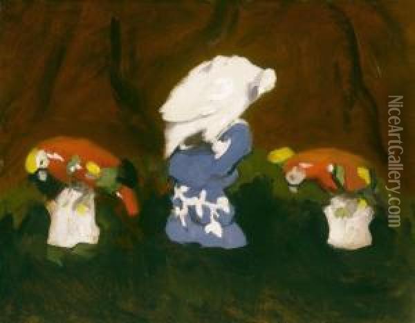 Parrots Oil Painting - Karoly Ferenczy