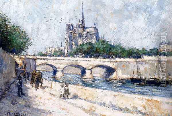 Notre Dame, Paris Oil Painting - Jean-Francois Raffaelli