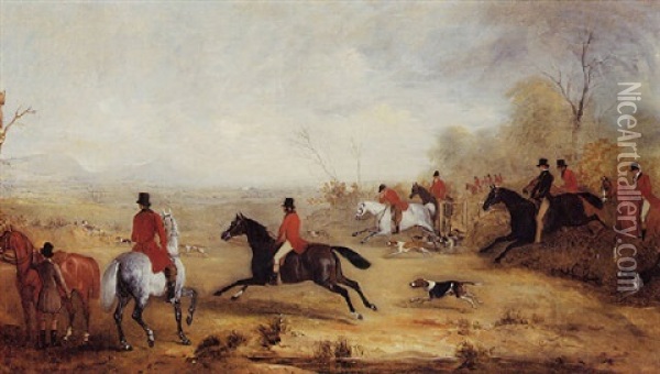 The Hunt Oil Painting - John E. Ferneley