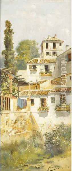 Mediterranean Village Oil Painting - Jose Maria Jardines