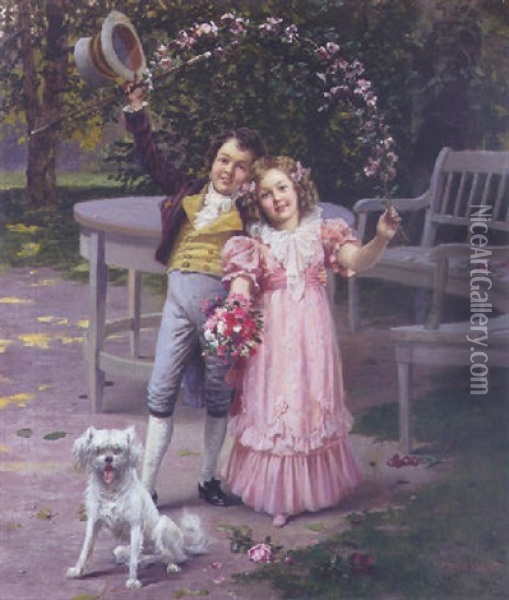 A Garland Of Flowers Oil Painting - Hans W. Schmidt