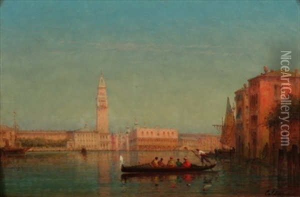 View Of Grand Canal With St. Mark's And Campanile Oil Painting - Charles Clement Calderon