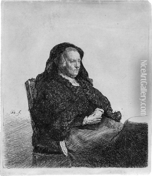 Rembrandts Mutter Mit Schwarzem Schleier Oil Painting - Rembrandt Van Rijn