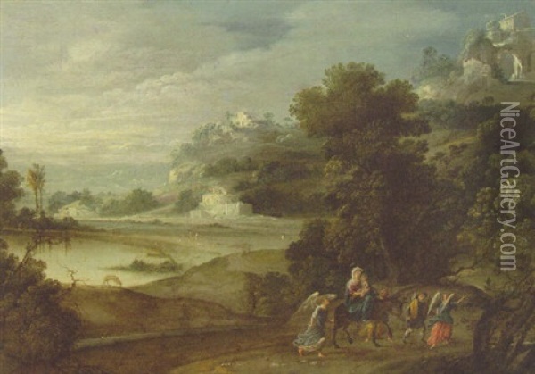 The Flight Into Egypt Oil Painting - Paul Bril