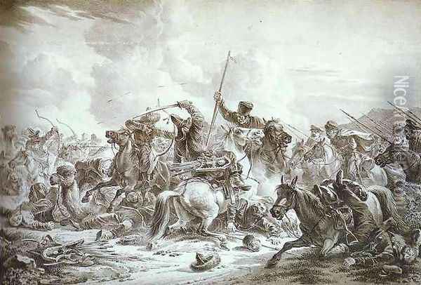Battle of Cossaks with Kirgizes Oil Painting - Aleksander Orlowski