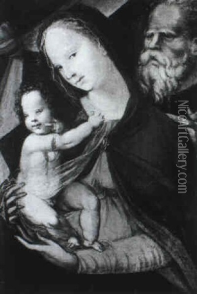 Sacra Famiglia Oil Painting - Girolamo Del Pacchia