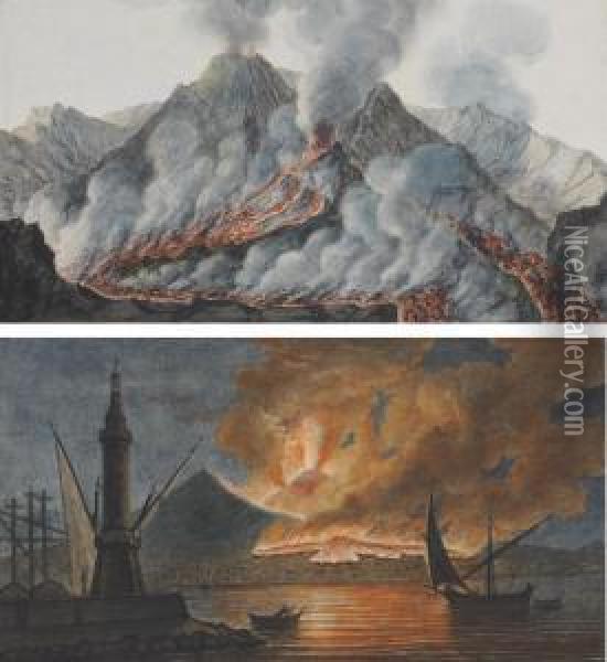 Plans Of The Top Of Mount Vesuvius Oil Painting - Pietro Fabris