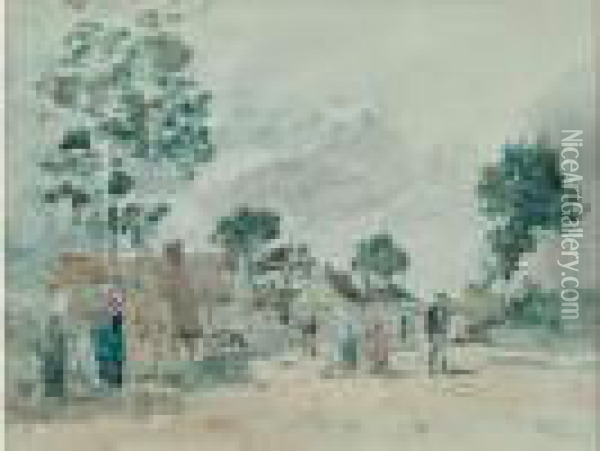 Village Breton, Circa 1866-1870 Oil Painting - Eugene Boudin