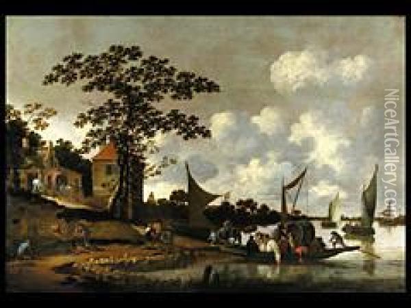 Die Fahre Oil Painting - Salomon van Ruysdael