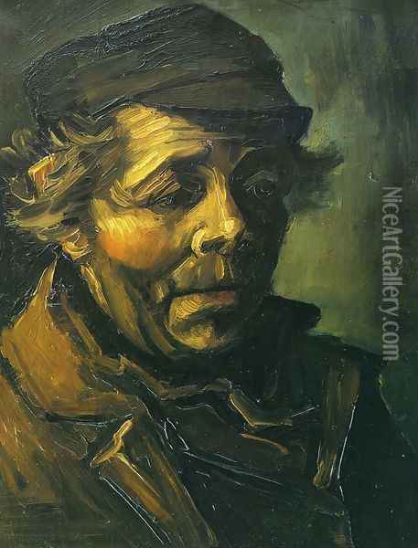 Head Of A Peasant With Cap Oil Painting - Vincent Van Gogh