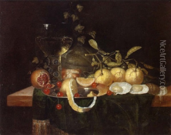 Stilleben Mit Orangen, Kirschen, Granatapfel Und Einem Gefullten Weinglas Oil Painting - Jan Jansz de Heem the Younger
