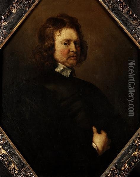 Portrait Of Edward Hyde, 1st Earl Of Clarendon (1609-1674), Half-length, In Black Costume With A White Lawn Collar Oil Painting - Adriaen Hanneman