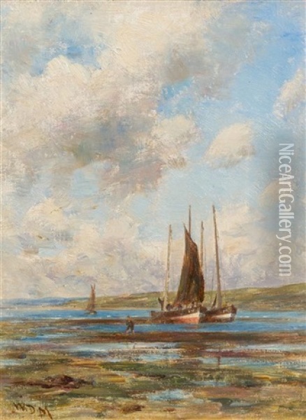 Boats At The Marsh Oil Painting - William Darling MacKay