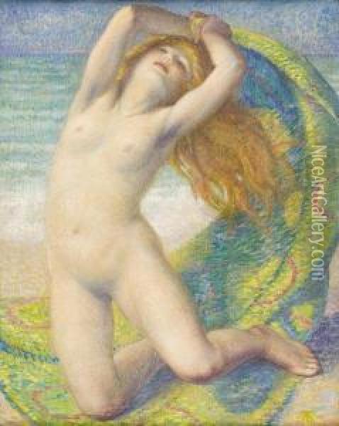 Nudo Di Donna In Paesaggio Oil Painting - Aleardo Terzi