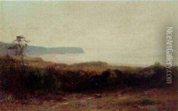 A Coastal Landscape Oil Painting - Louis-Auguste Auguin