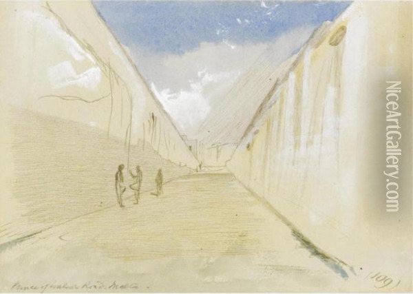 Prince Of Wales Road, Malta Oil Painting - Edward Lear