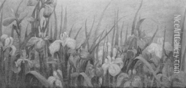 Irises Oil Painting - Eugenie M. Heller