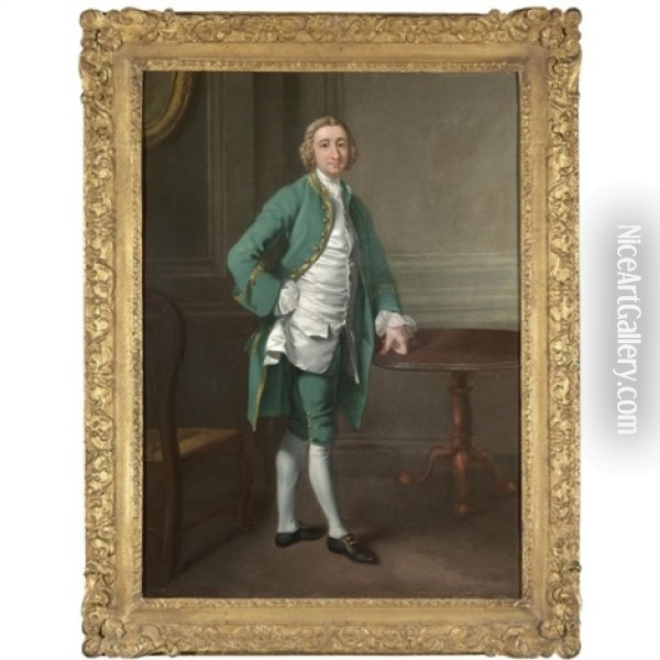 Portrait Of A Gentleman, Mr Goodyear St. John (?) Oil Painting - Francis Hayman