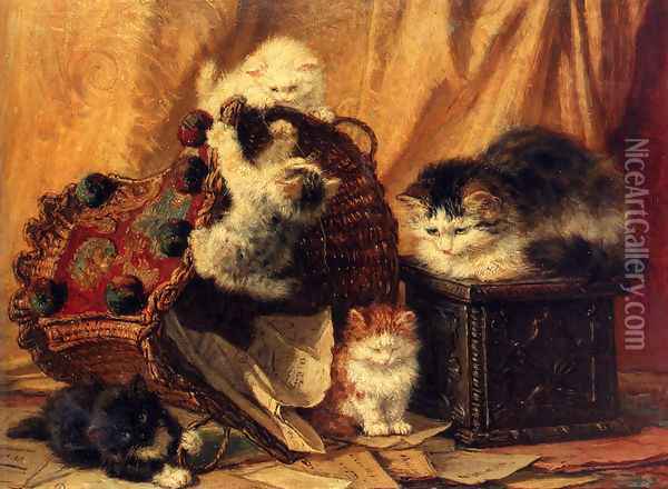 The Turned Over Waste-paper Basket Oil Painting - Henriette Ronner-Knip