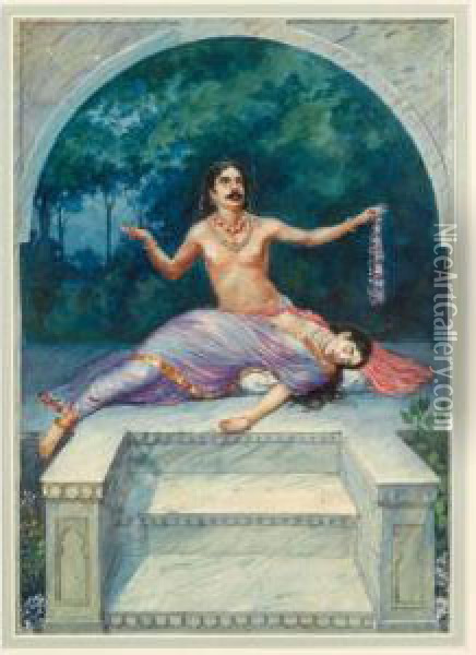 Aja Vilap Oil Painting - Mahadev Vishvanath Dhurandhar