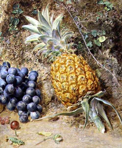Grapes and a Pineapple Oil Painting - William Henry Hunt
