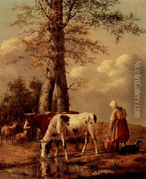 The Little Cowherd Oil Painting - Anthony Oberman