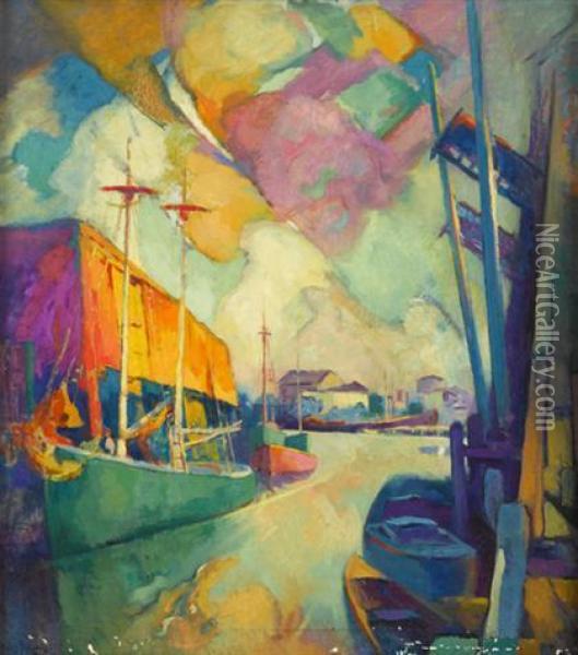 View Of Gloucester Harbor Oil Painting - Hugh Henry Breckenridge