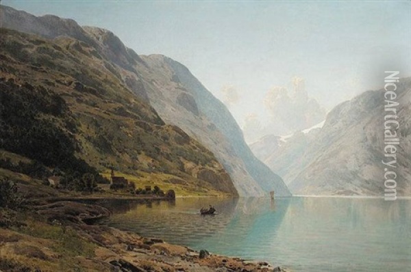 Vestlandsfjord (a Fjord On The West Coast) Oil Painting - Philip Barlag