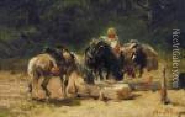 Der Kunstler War Tier- Oil Painting - Adolf Schreyer