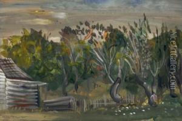 Landscape With A Loghouse Oil Painting - Dmitrievich Grigor'Ev Boris