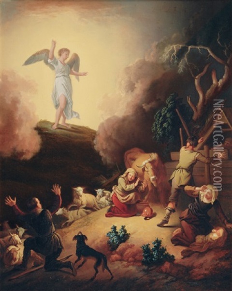 The Annunciation To The Shepherds Oil Painting - Christian Wilhelm Ernst Dietrich