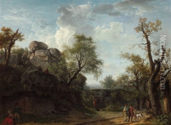 Vue Presumee Des Rochers De Franchard En Foret De Fontainebleau Oil Painting - Jean Francois Hue