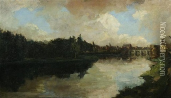 Zicht Op Maastricht Oil Painting - Eduard Wingen