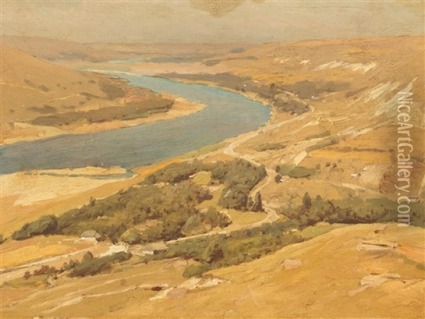Wide River Landscape Oil Painting - Vladimir Donatovitch Orlovsky