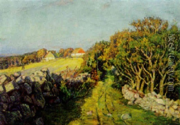 Gard I Kullabygden, Eftermiddagssol Oil Painting - Justus Lundegard