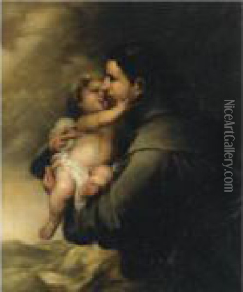 Saint Antony Of Padua And The Christ Child Oil Painting - Bartolome Esteban Murillo