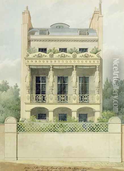 View of the Back Front of Henry Phillip Hopes house towards Hyde Park in Seymour Place Oil Painting - Thomas and Hope, Henry P. Hope