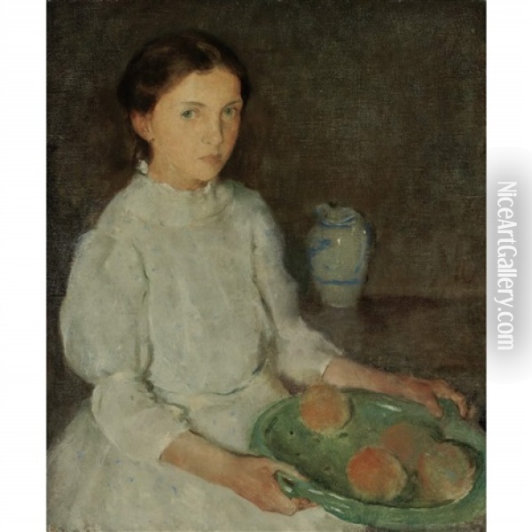 Girl With Peaches Oil Painting - Charles Webster Hawthorne